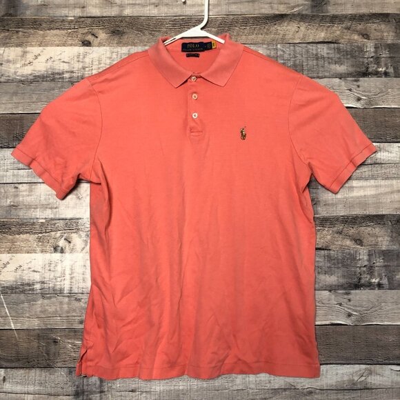 Polo Ralph Lauren Polo Shirt Mens Medium Short Sleeve Salmon Casual Pony Preppy - Picture 1 of 8